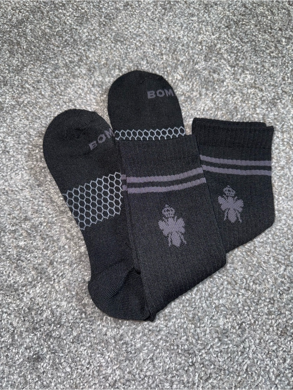 Bombas Honeycomb 2-Pack Crew Calf Socks Size Medium Brand New Unisex Blk 2-Pairs - Picture 2 of 5